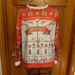 Unisex Smirnoff Vodka Ugly Sweater/Sweatshirt, Medium, Red & White